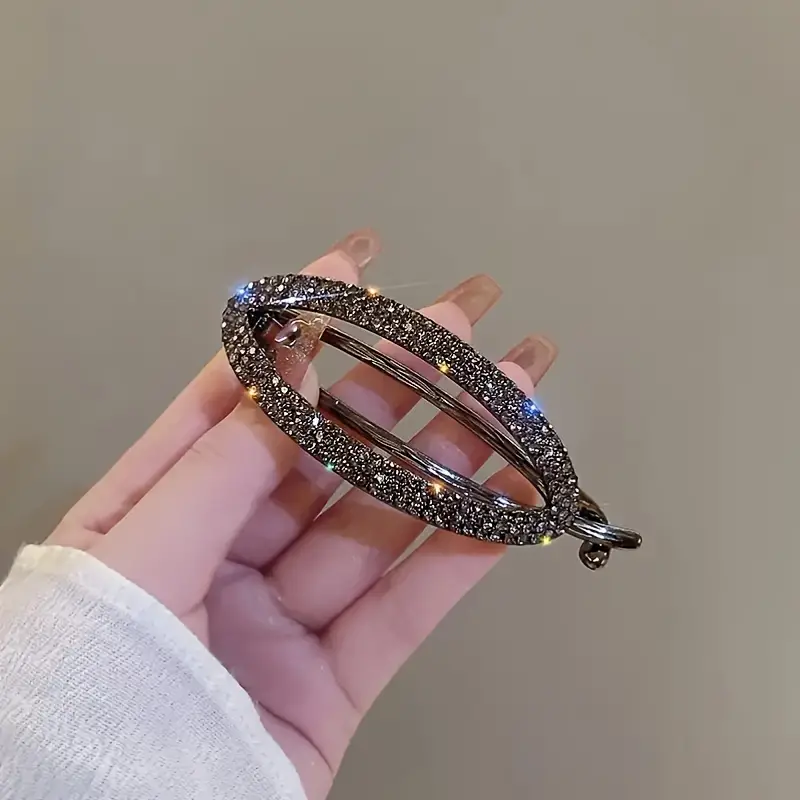Fashion Oval Rhinestone Hair Clip - Image 2