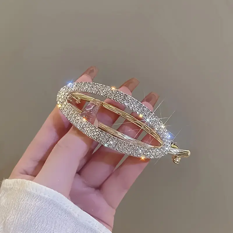 Fashion Oval Rhinestone Hair Clip - Image 3