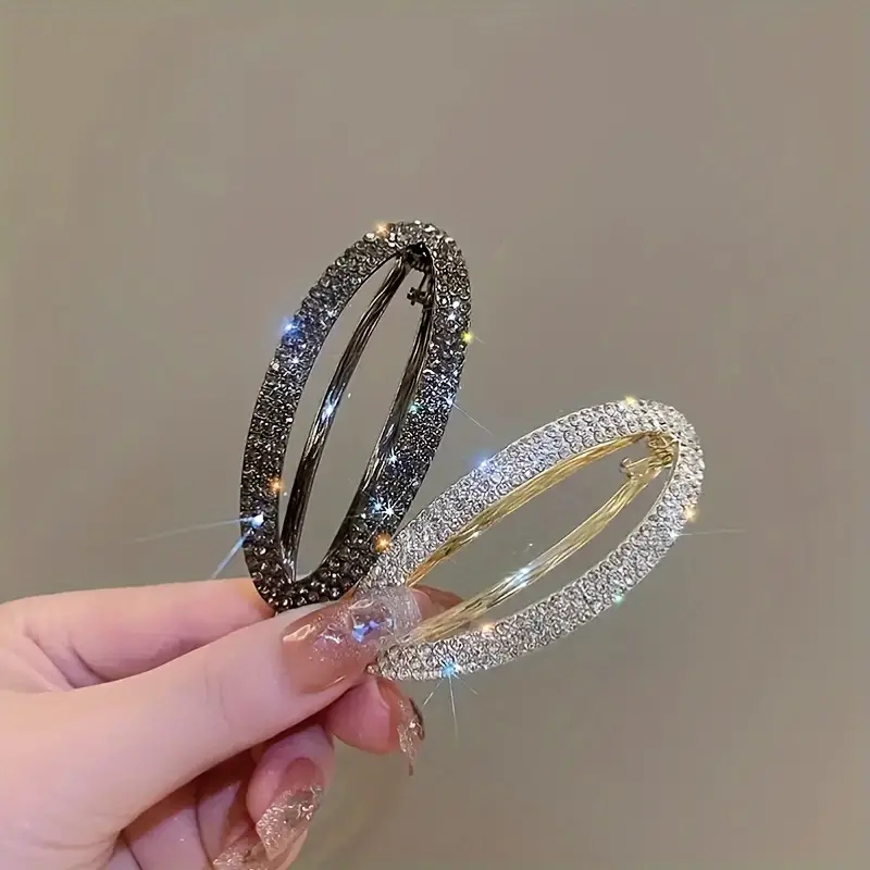 Fashion Oval Rhinestone Hair Clip - Image 4