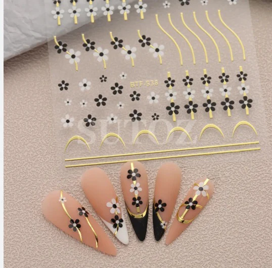 3D/5D Embossed Flower Nail Art Stickers