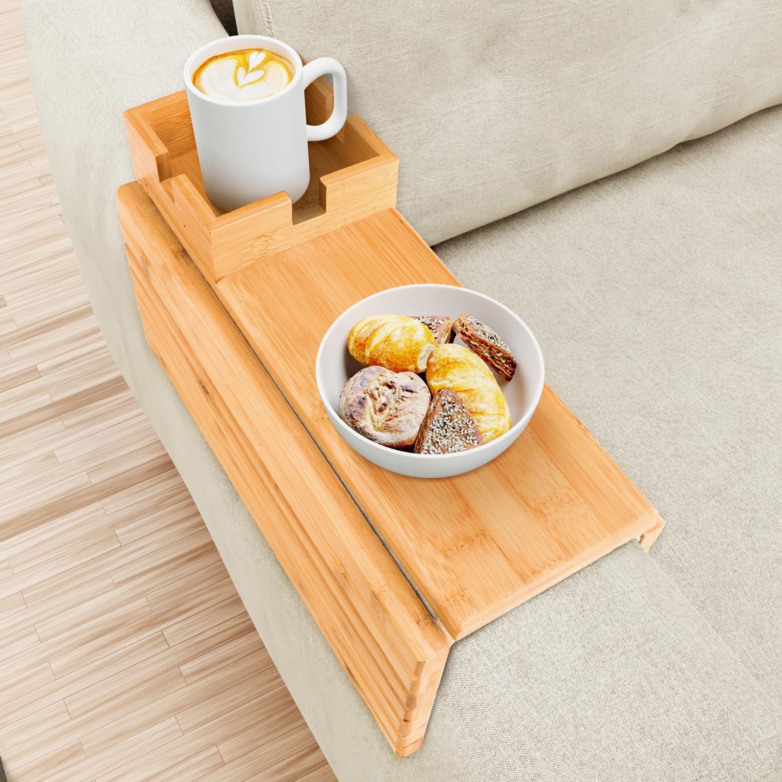 Bamboo Cup Holder Foldable Tray - Image 5