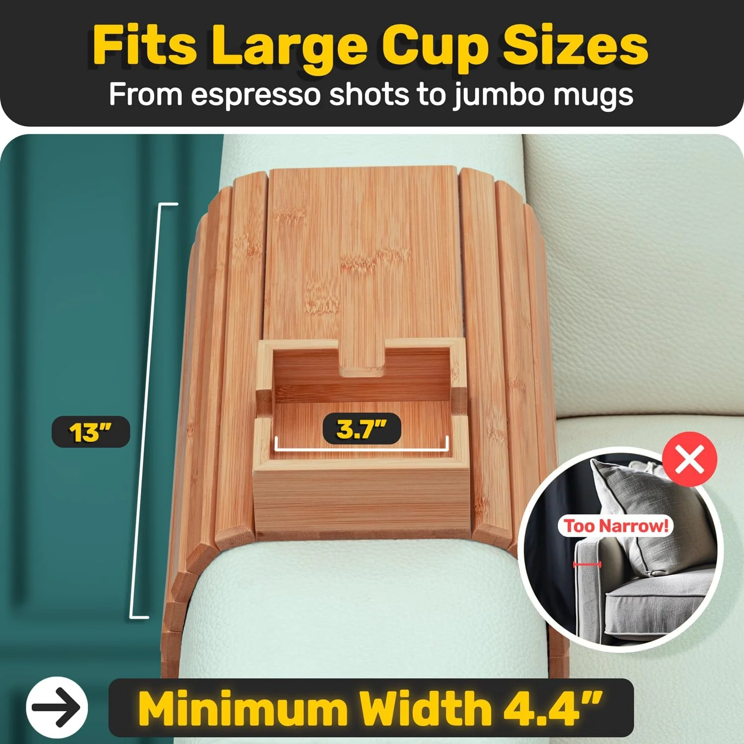 Bamboo Cup Holder Foldable Tray - Image 6