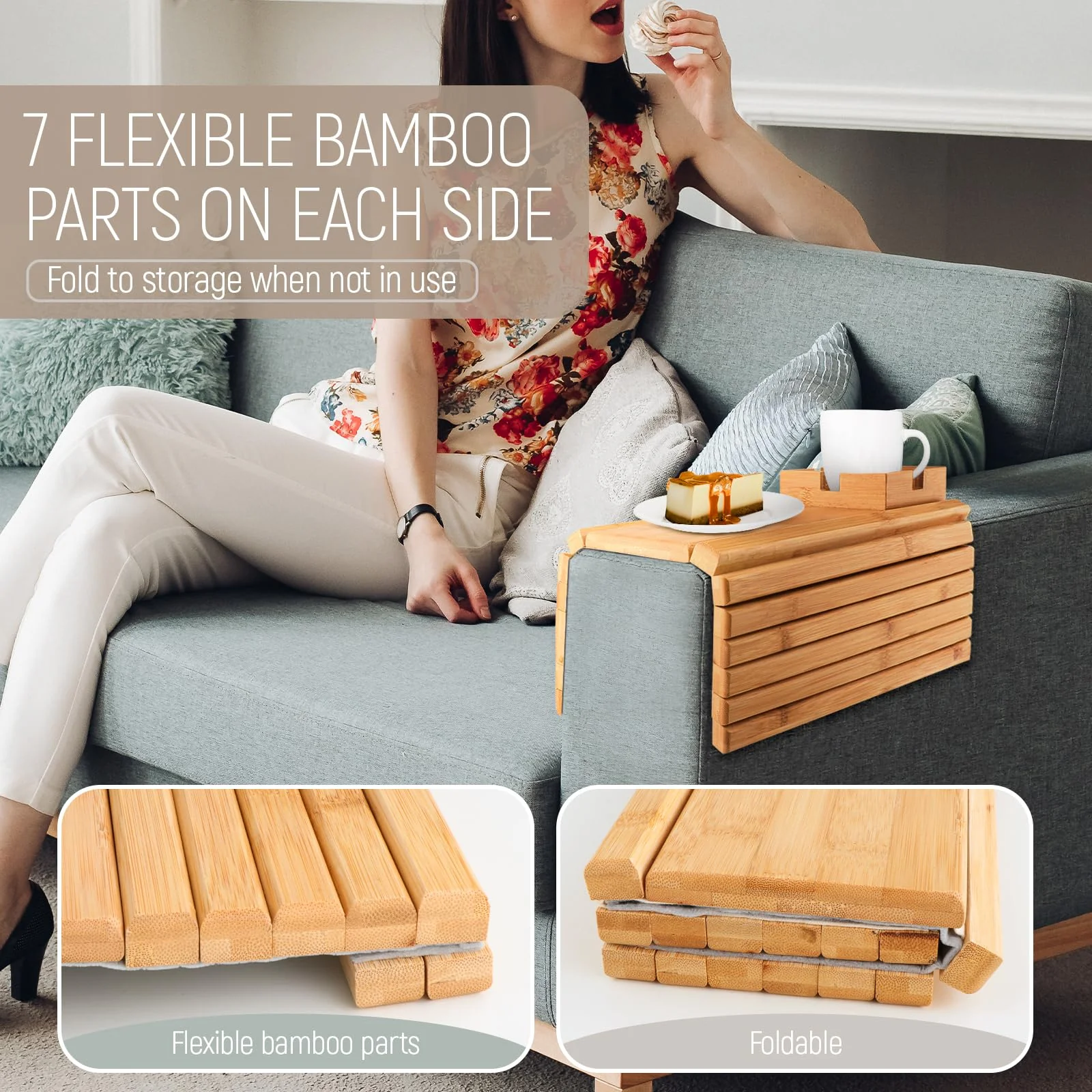 Bamboo Cup Holder Foldable Tray - Image 7