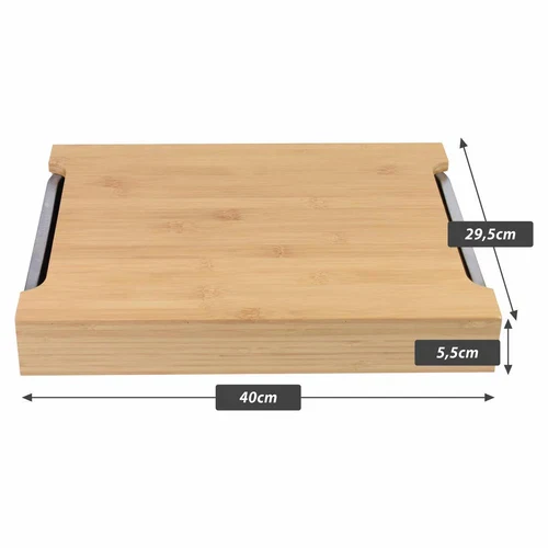 Bamboo Chopping Board Featuring Two Integrated Stainless Steel Trays - Image 6