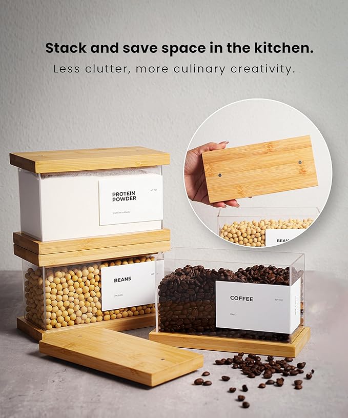 Bamboo Wood Grain Food Storage Dispenser - Image 2