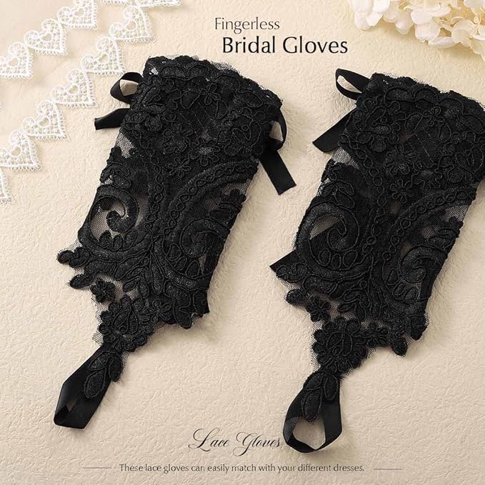 Black Lace Gloves - Image 3