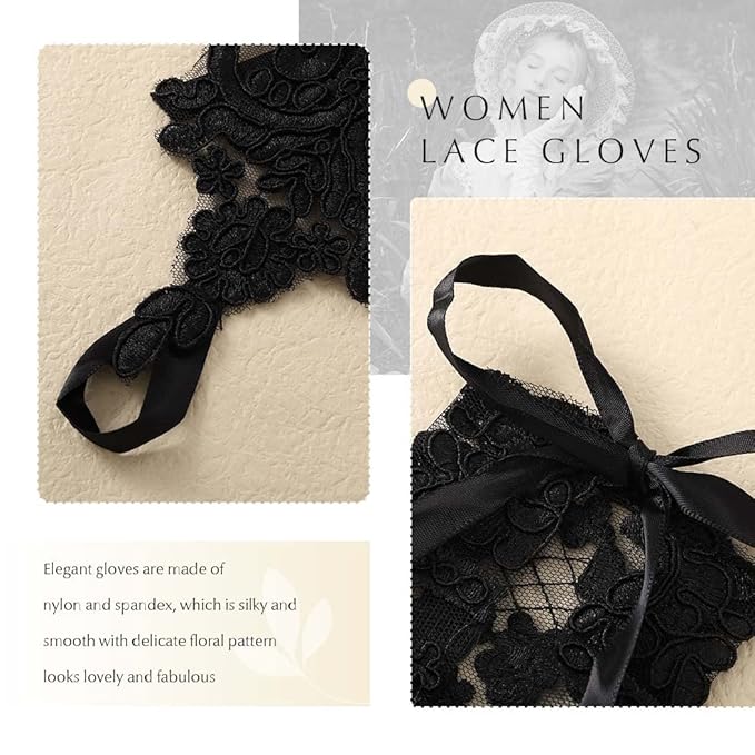 Black Lace Gloves - Image 4