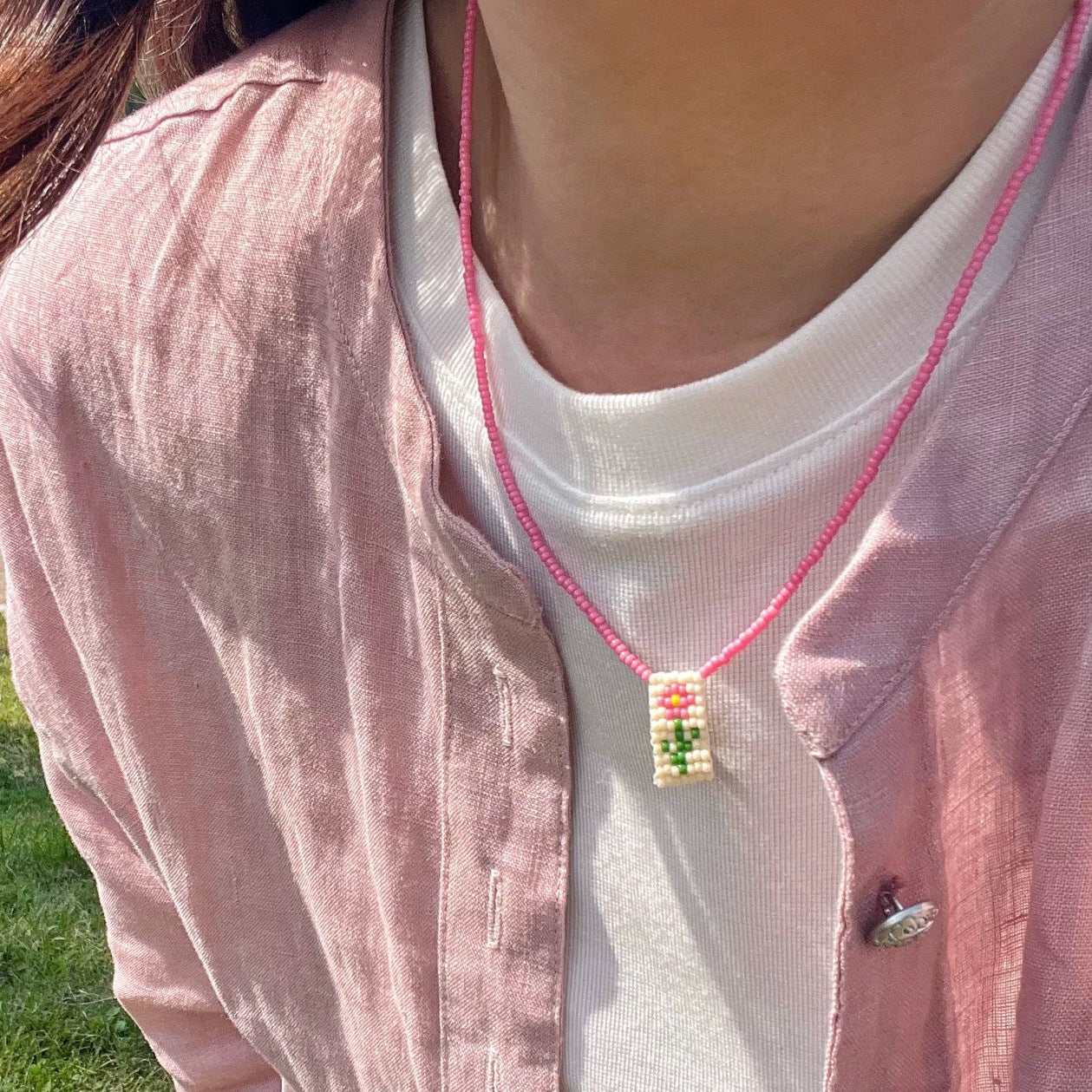 Candy Bead Flower Necklace - Image 2