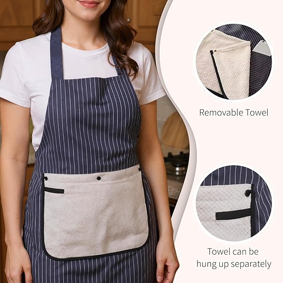 Cross Back Kitchen Apron with Pockets - Image 2