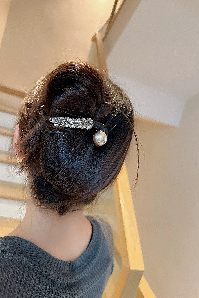 Crystal Wheat Pearl Twist Rhinestone Hair Clip - Image 5