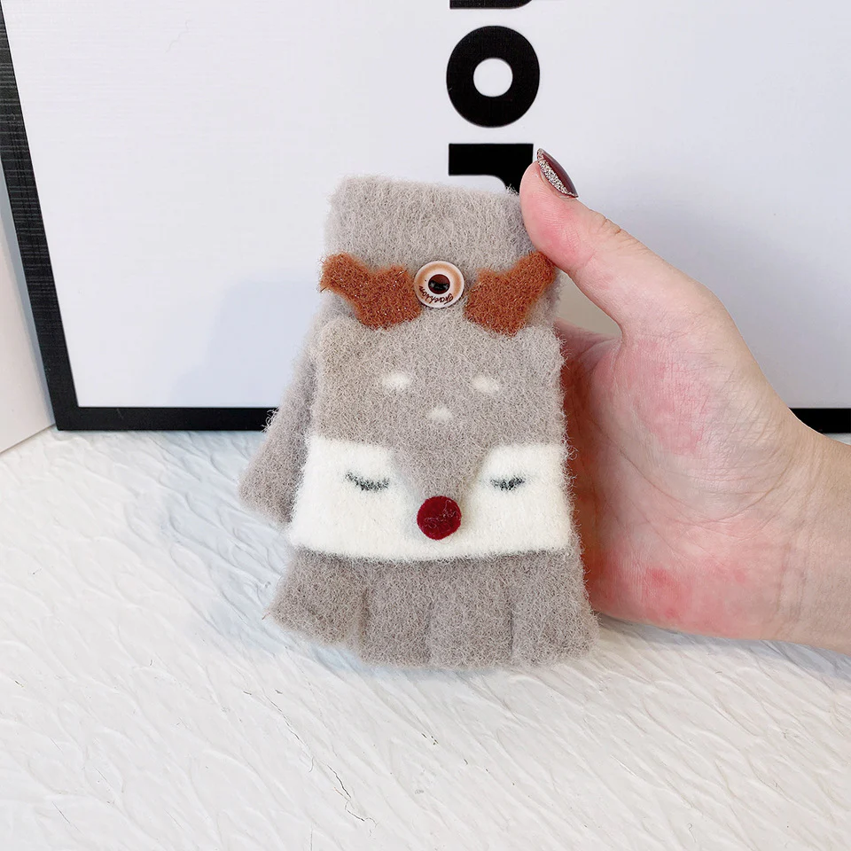 Cute Cartoon Winter Flip Gloves - Image 4