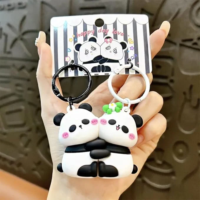 Cute Panda Couple Keychain