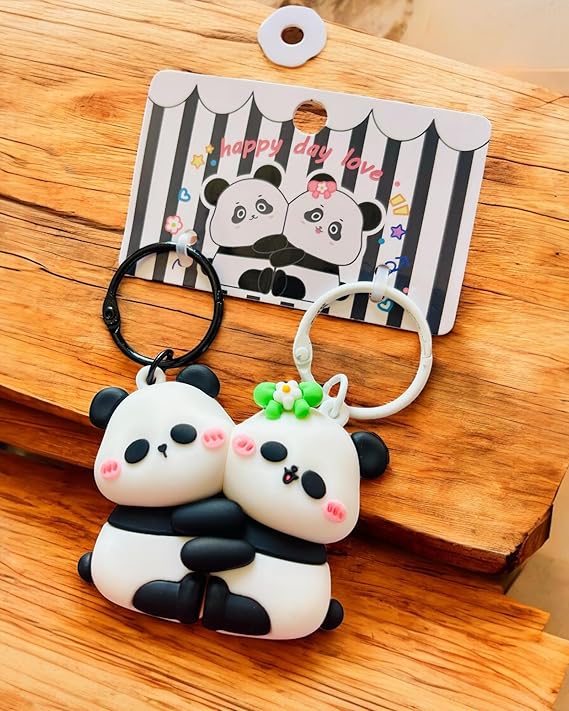 Cute Panda Couple Keychain - Image 2