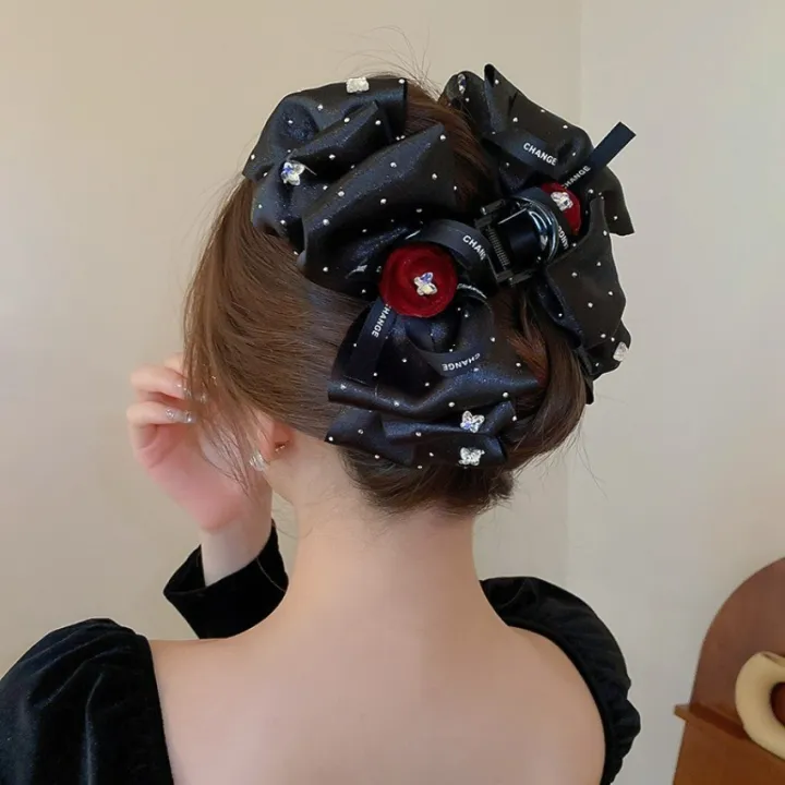 Diamond Bow Flower Hair Claw Clip - Image 2