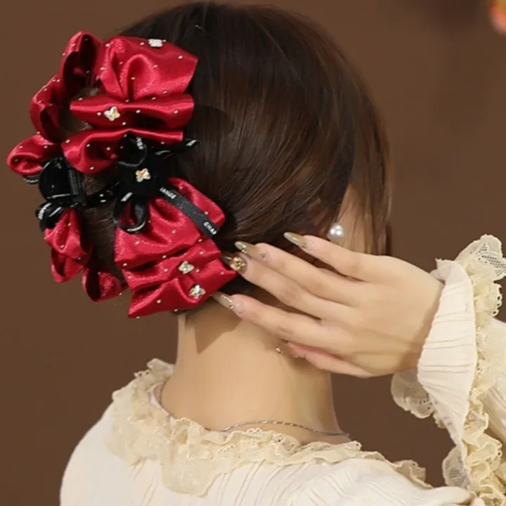 Diamond Bow Flower Hair Claw Clip - Image 3