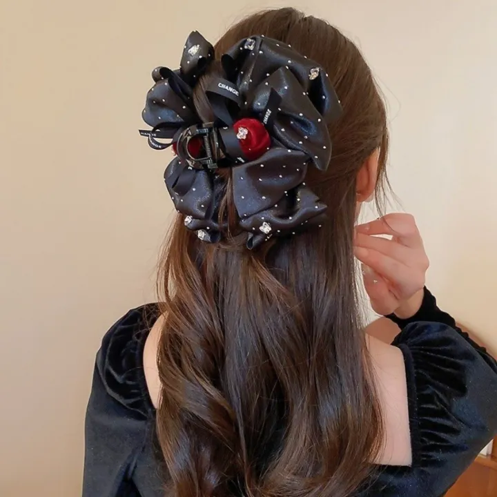 Diamond Bow Flower Hair Claw Clip - Image 4
