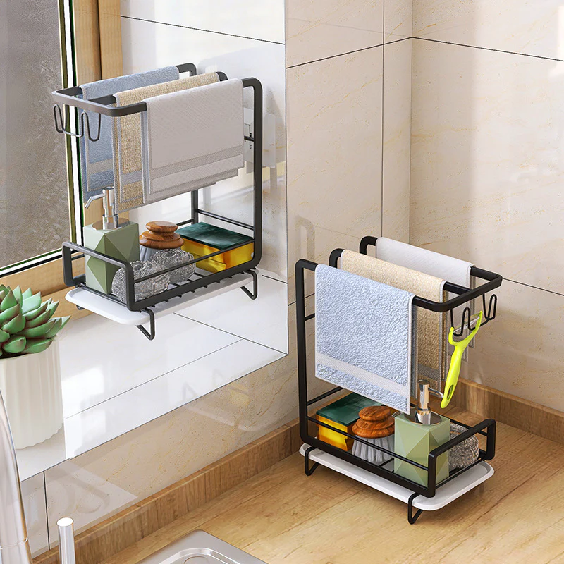 Dishcloth Small Items Double-Layer Storage Rack - Image 3