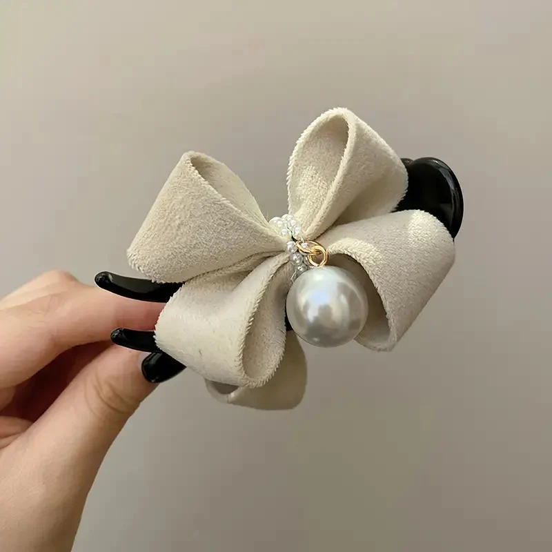 Elegant Faux Pearl Bowknot Decorative Hair Clip - Image 6