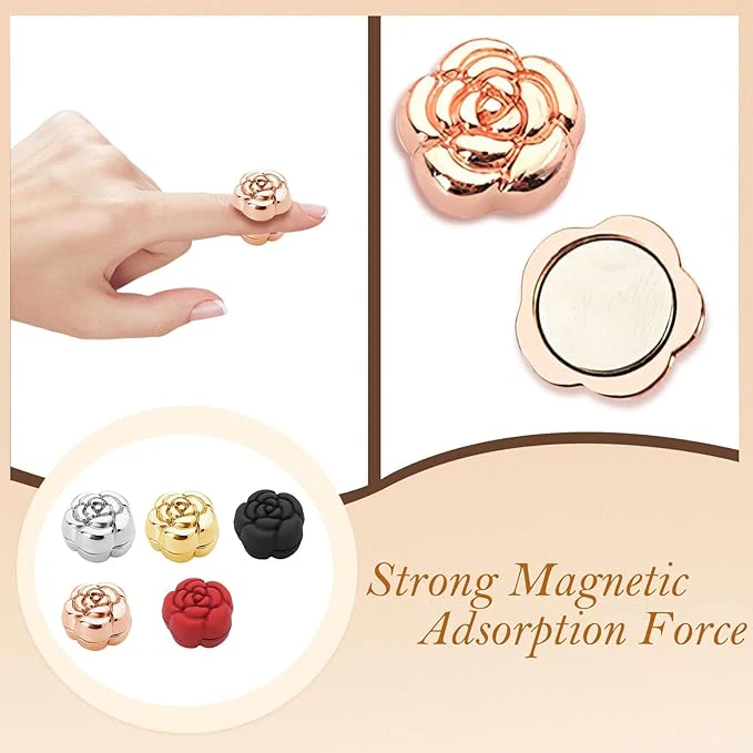 Elegant Flower Magical Magnetic Pin (4 Pairs) - Image 4