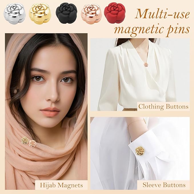Elegant Flower Magical Magnetic Pin (4 Pairs) - Image 5