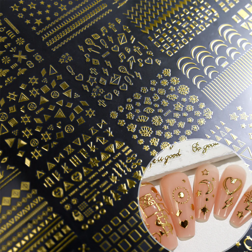 Elegant Gold Nail Art Stickers - Image 2