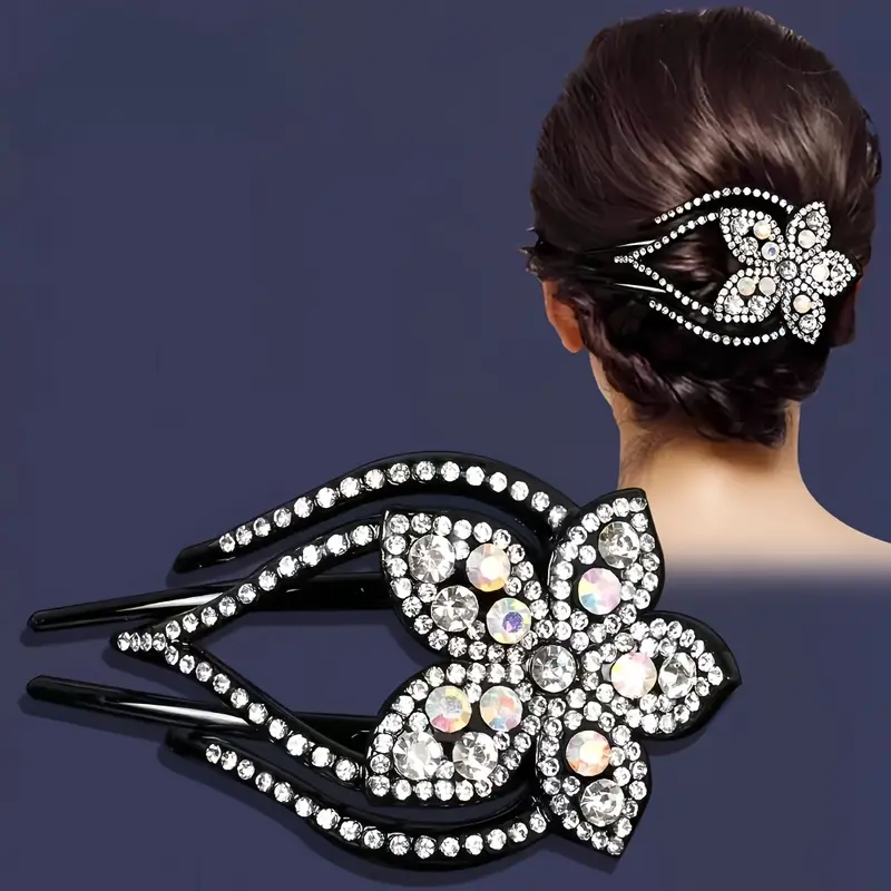 Elegant Rhinestone Flower Hair Clip for Women - Image 2