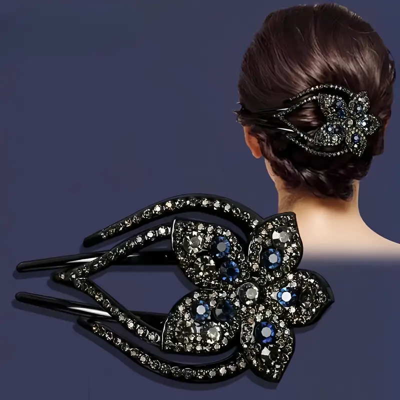 Elegant Rhinestone Flower Hair Clip for Women - Image 3