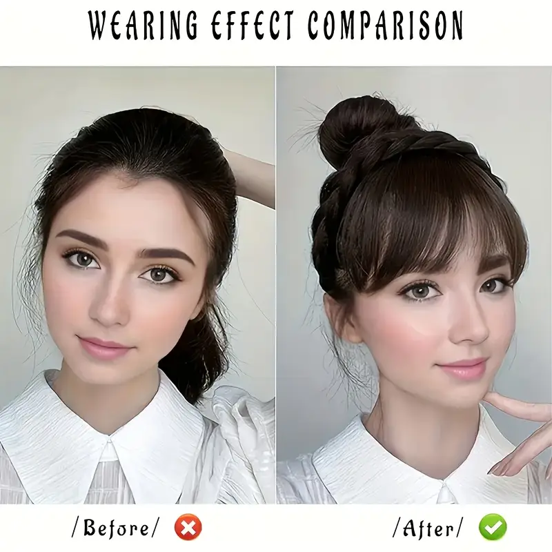 Elegant Women’s Braided Headband with Front Bangs - Image 3