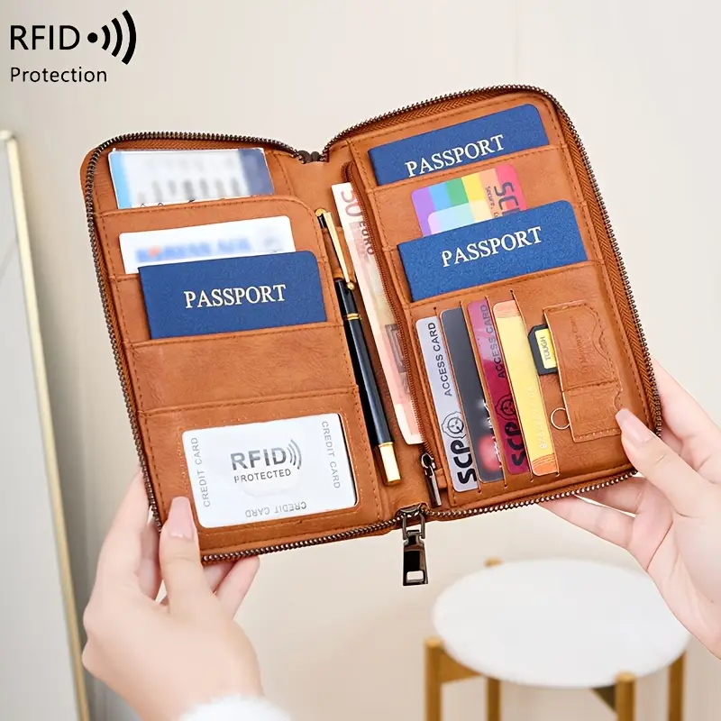 Faux Leather RFID Blocking Passport Wallet
