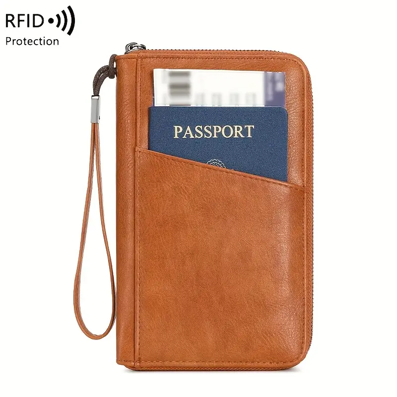 Faux Leather RFID Blocking Passport Wallet - Image 2