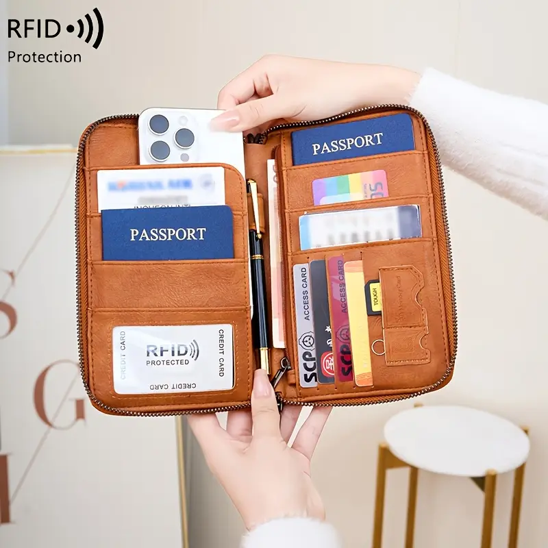 Faux Leather RFID Blocking Passport Wallet - Image 4