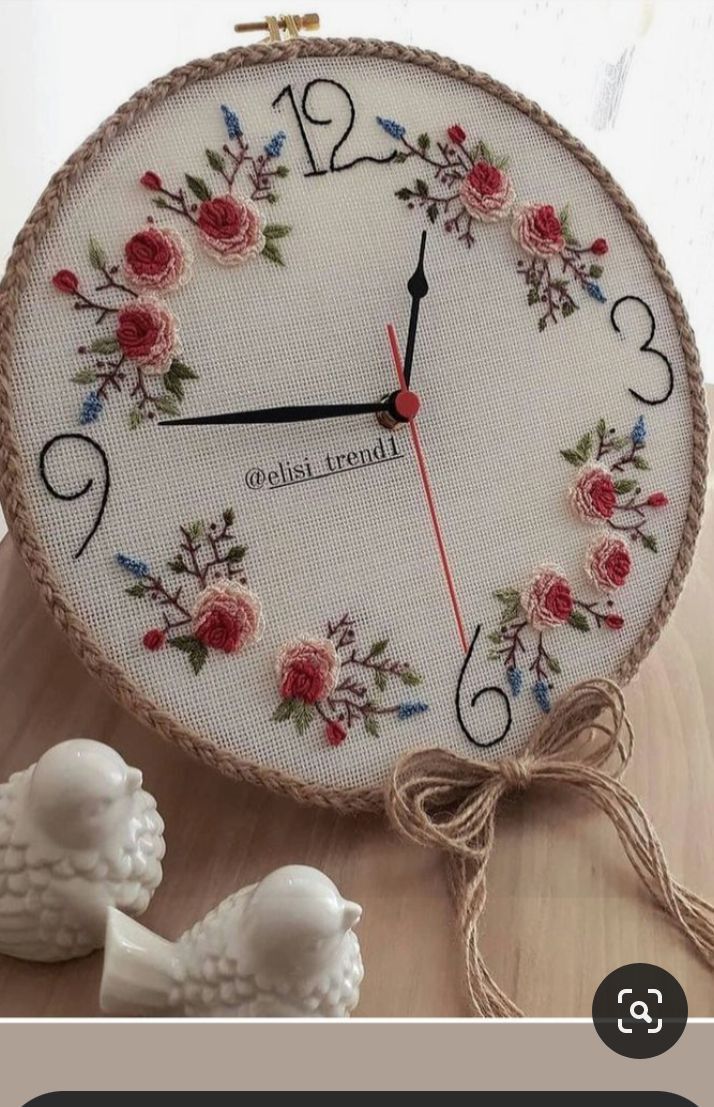 Hand-Embroidered Wall Clock - Image 3