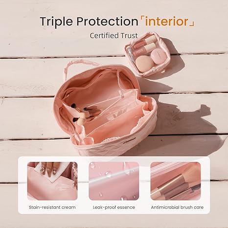 Large Capacity Leather Travel Cosmetic Bag - Image 2