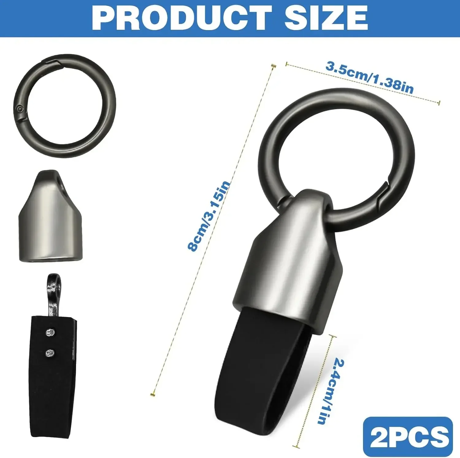 Leather Car Key Chain Ring Clip - Image 6