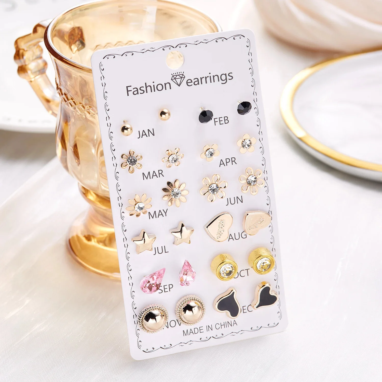 Little Love Stud Earrings – 12 Pairs - Image 2