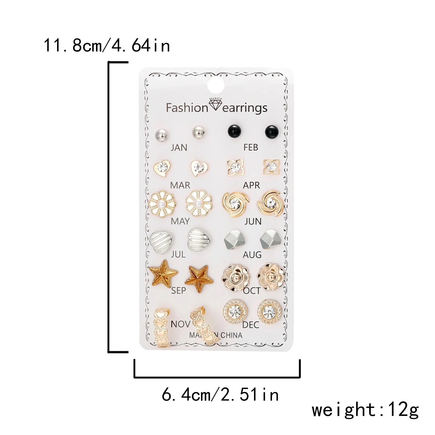 Little Love Stud Earrings – 12 Pairs - Image 3
