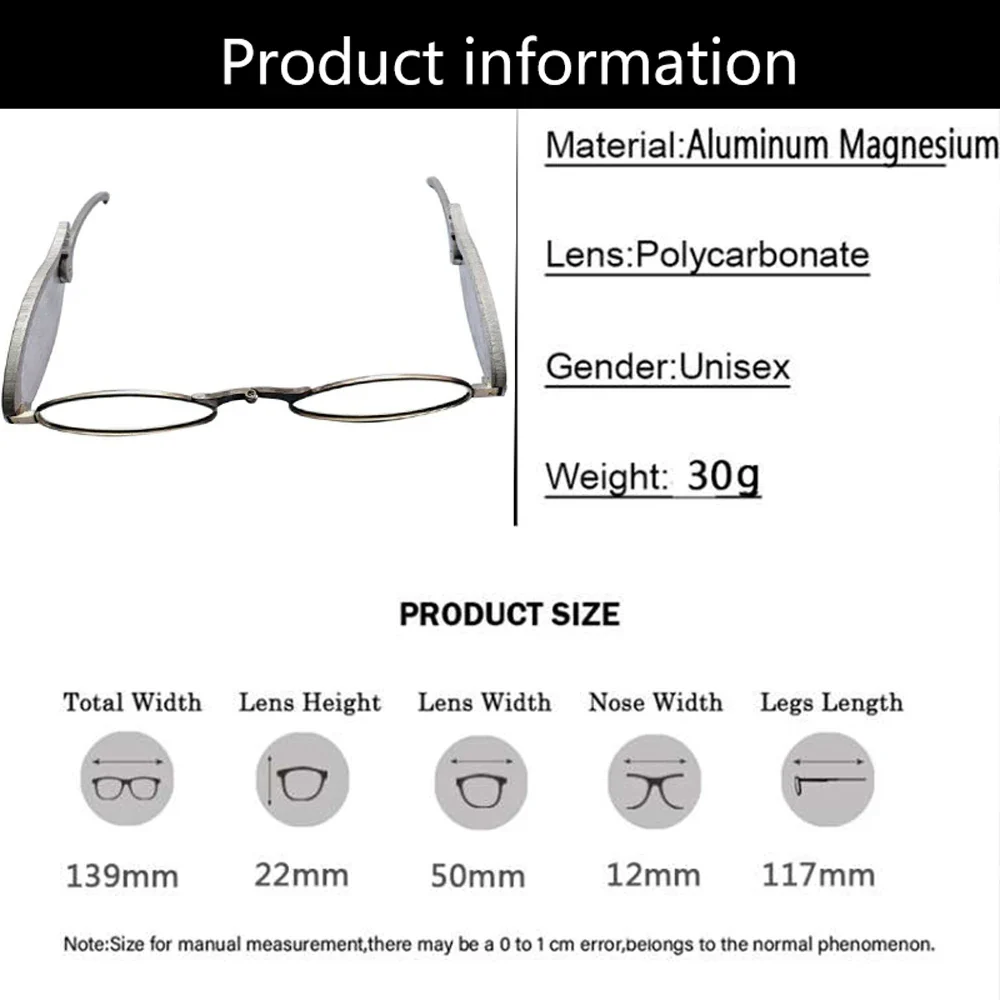 stainless steel Mini Folding Pocket Reading Glasses - Image 4