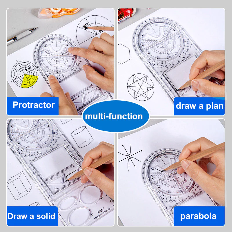 Multifunctional Geometric Plastic Ruler - Image 4
