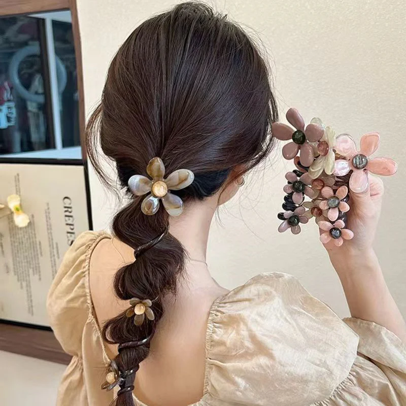 Pearl Flower Hair Scrunchies - Image 3