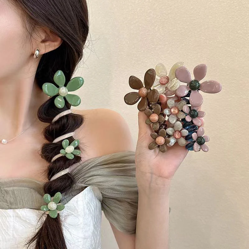 Pearl Flower Hair Scrunchies - Image 5