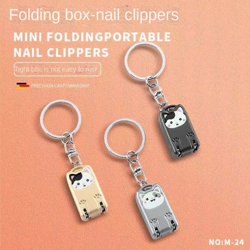 Portable Folding Stainless Steel Nail Clippers with Mini Keychain - Image 2