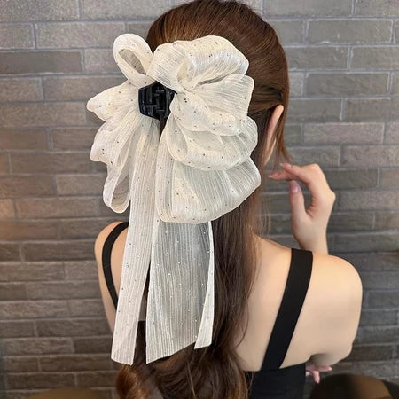 Ribbon Mesh Bow Hair Clamp Grab Clip - Image 8