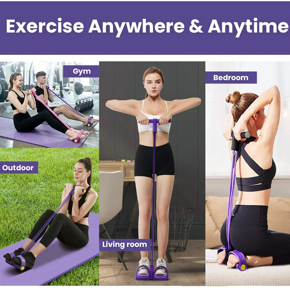 Rope Gym Workout Sport 4 Tube Pedal Ankle Pull - Image 2