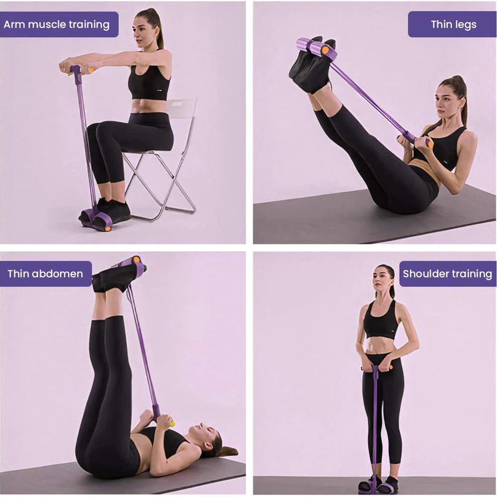 Rope Gym Workout Sport 4 Tube Pedal Ankle Pull - Image 3