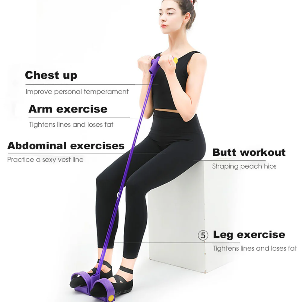 Rope Gym Workout Sport 4 Tube Pedal Ankle Pull - Image 4