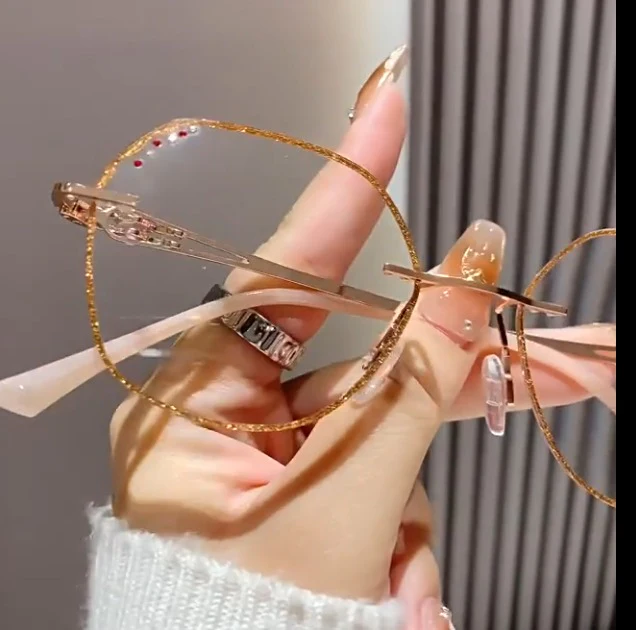 Rose Diamond Rimless Readers Glasses - Image 2