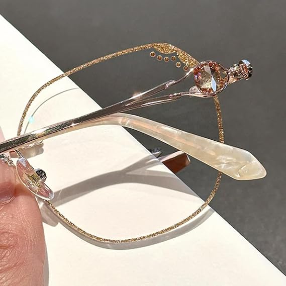 Rose Diamond Rimless Readers Glasses - Image 3