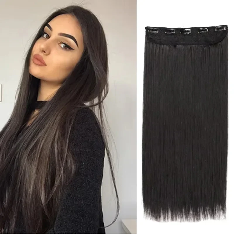 Soft Natural Straight Clip in Hair Extensions - Image 2