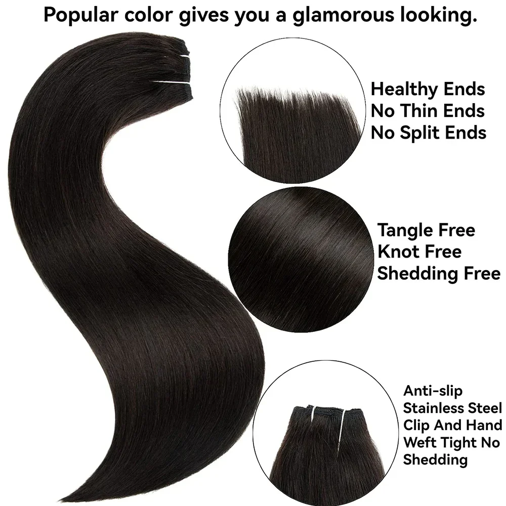 Soft Natural Straight Clip in Hair Extensions - Image 5