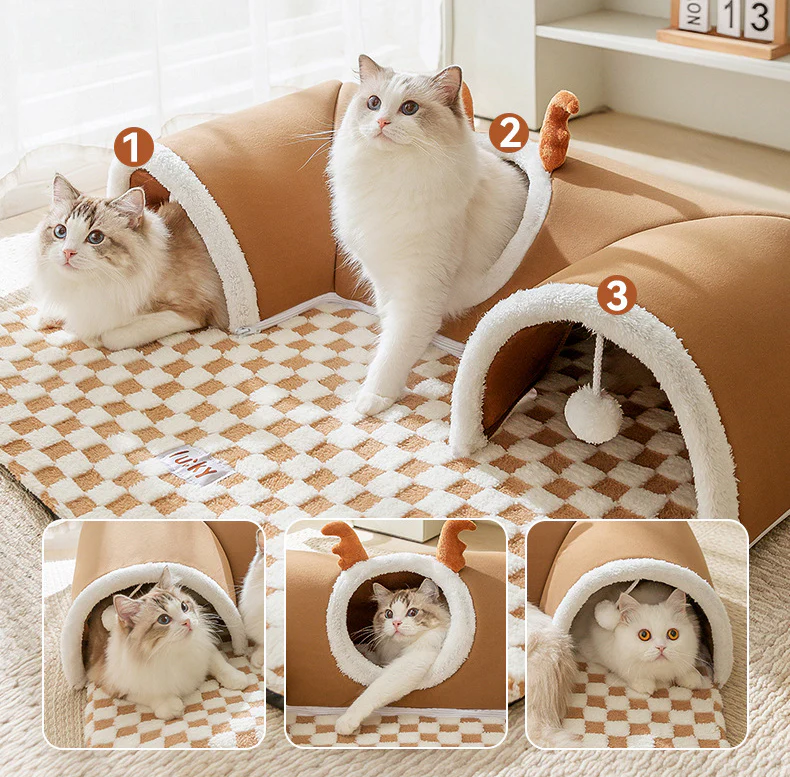 Soft Warm Cushion Indoor Cat Playing Tunnel Bed - Image 5